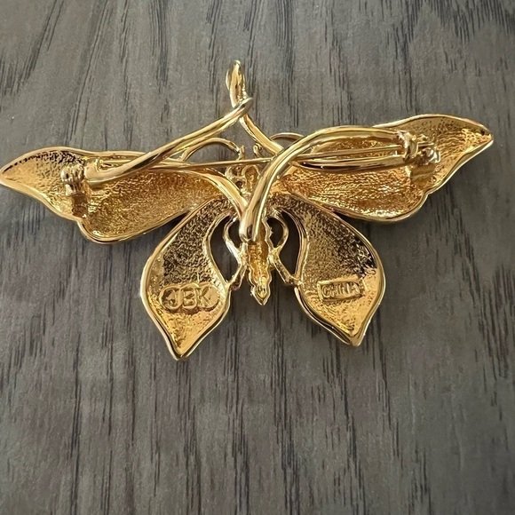 JBK Camrose Kross Rhinestone Enamel Butterfly Brooch - Picture 3 of 5